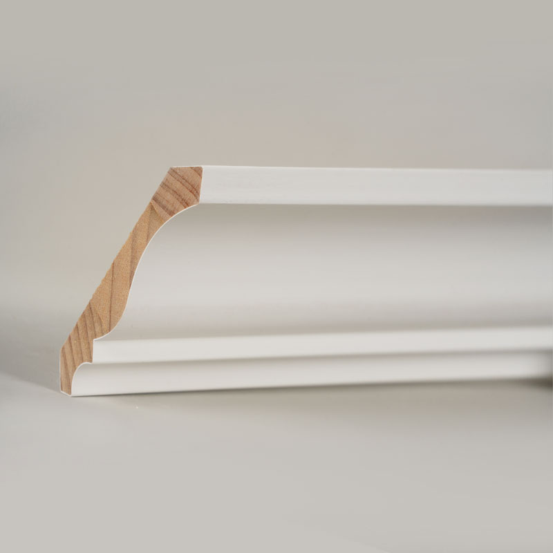 Pine Wood Crown Moulding (Filler-Primed & Pearl White) 3/5