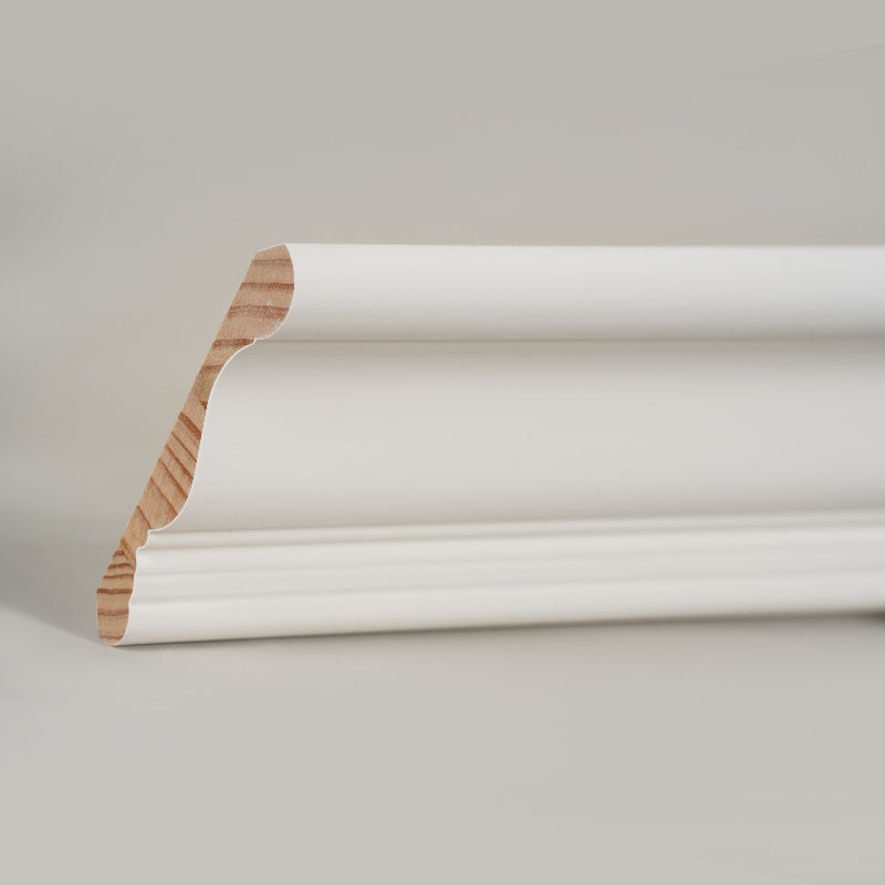 Pine Wood Crown Moulding (Filler-Primed & Pearl White) 3/5