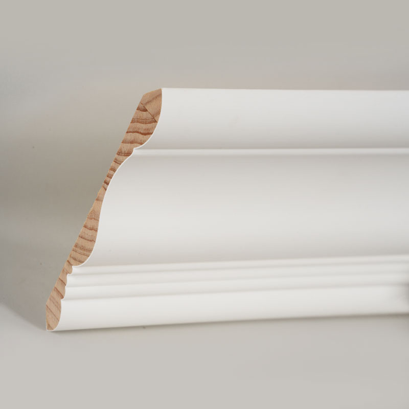 Pine Wood Crown Moulding (Filler-Primed & Pearl White) 3/5