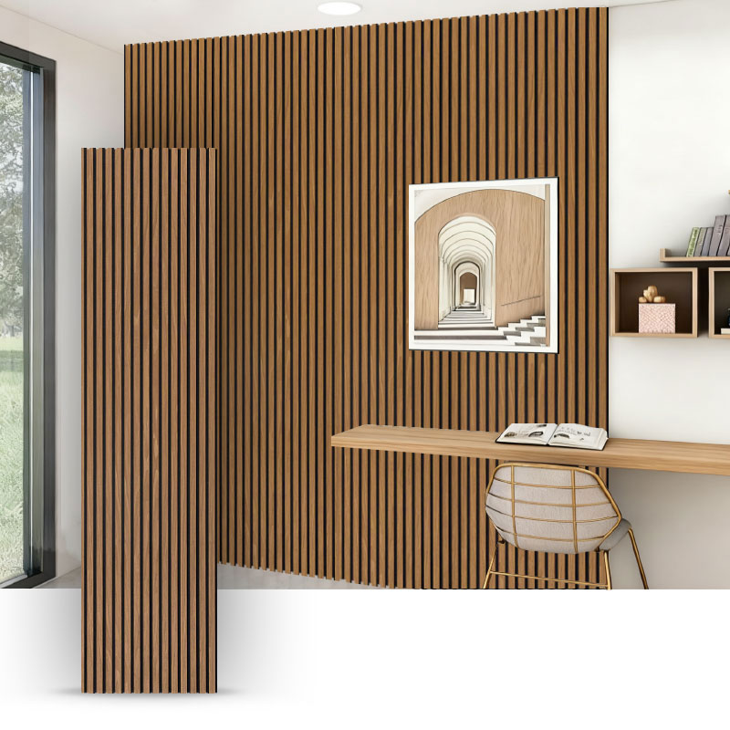 Grille Wall/Acoustic Wall Panel (3-Sided Engineered Wood Veneer Wrapped) - Wood Grain Color   2400/2700mm x 600mm