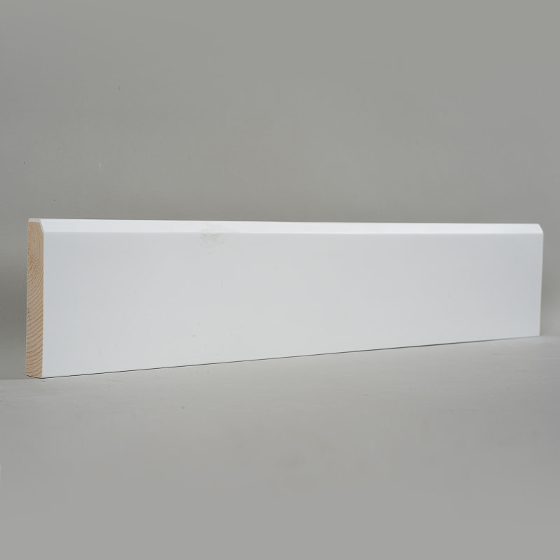 Pine Wood Skirting Board(Filler-Primed and Painted)- White 3/5