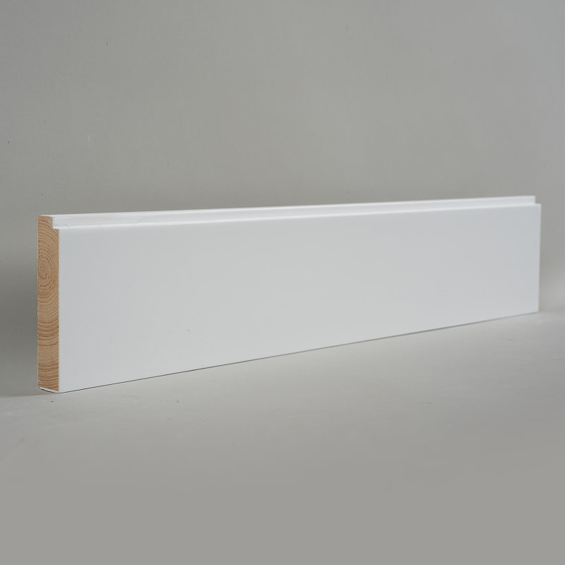 Pine Wood Skirting Board(Filler-Primed and Painted)- White 3/5